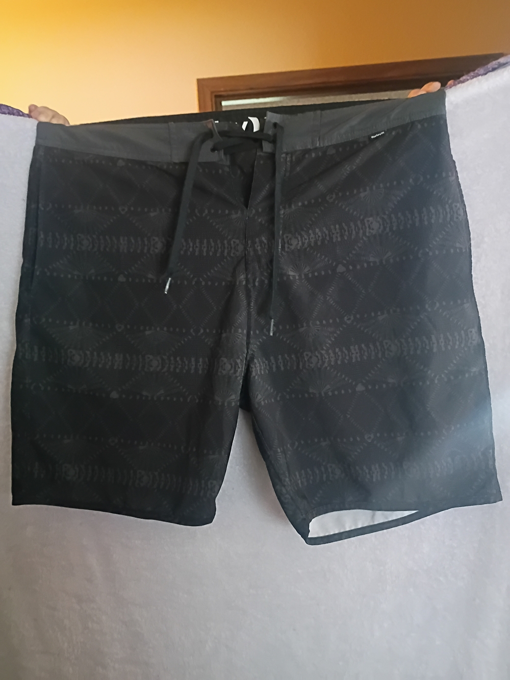 Hurley Black Geometric Print Board Shorts